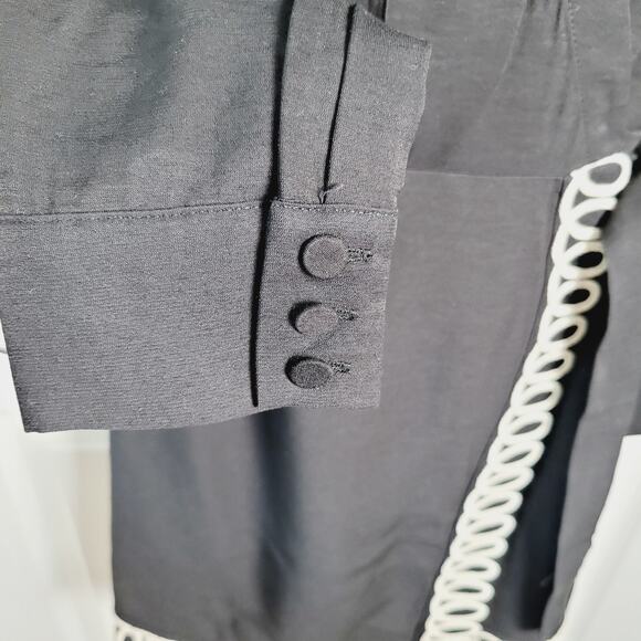 Mon Renn Dress Small Black Sentiment Mini Wrap Plunge Neck Belt Cornelli NEW - Picture 4 of 16